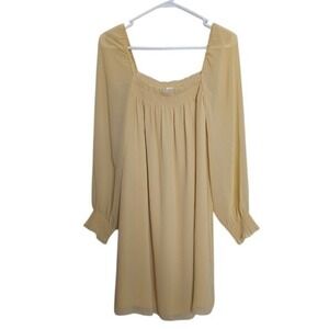 Aritzia Wilfred Womens Size Small Alana Square Smocked Neck Buttercream Dress